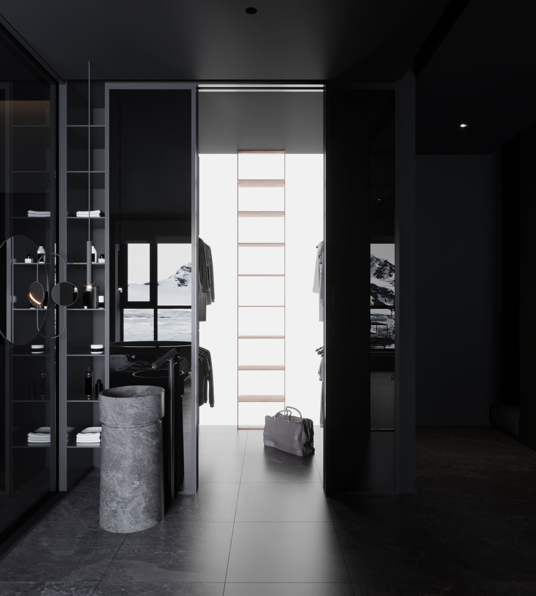 89㎡高级黑色系公寓设计 这也太酷了吧-16