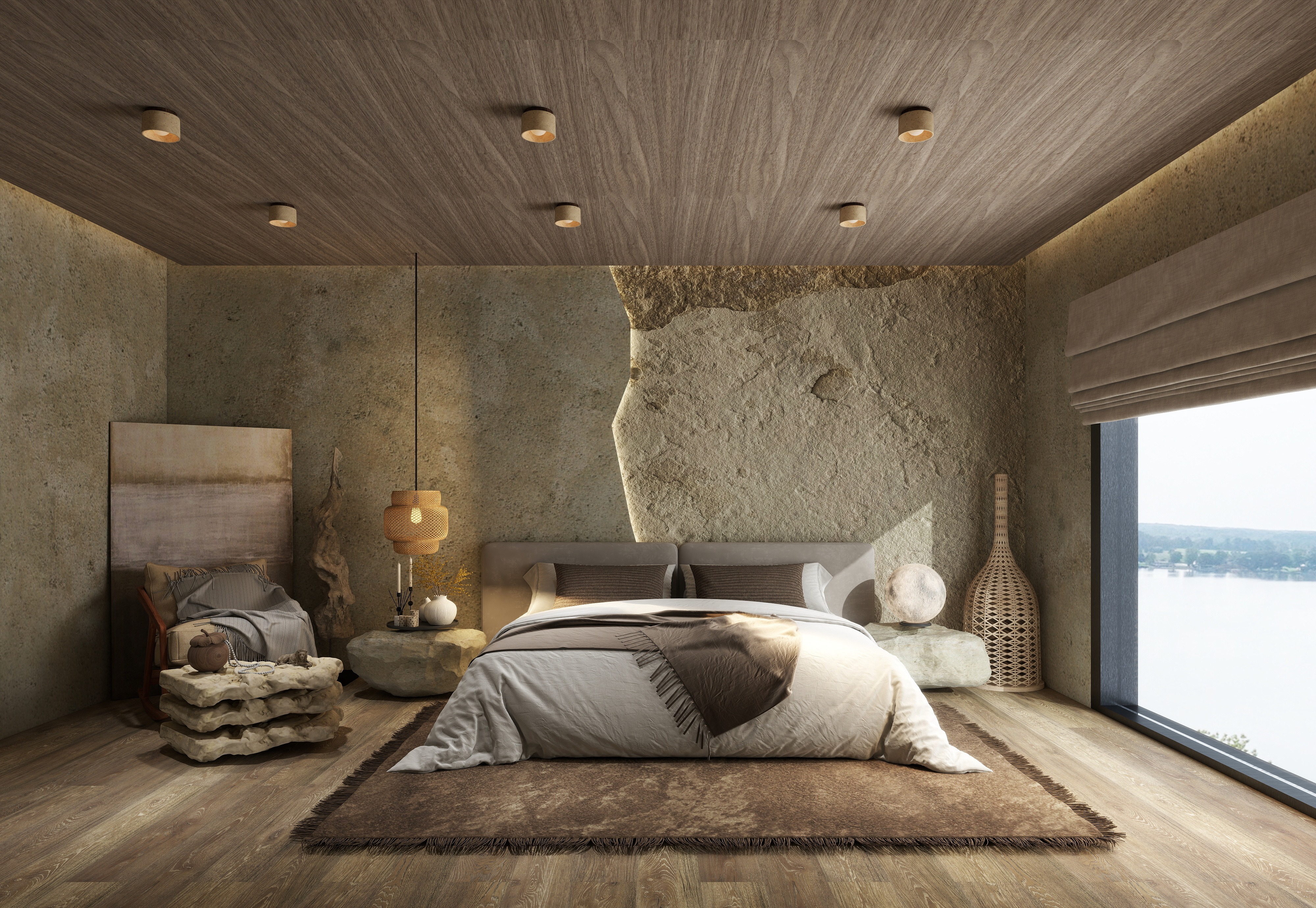 自然石纹质感卧室-3