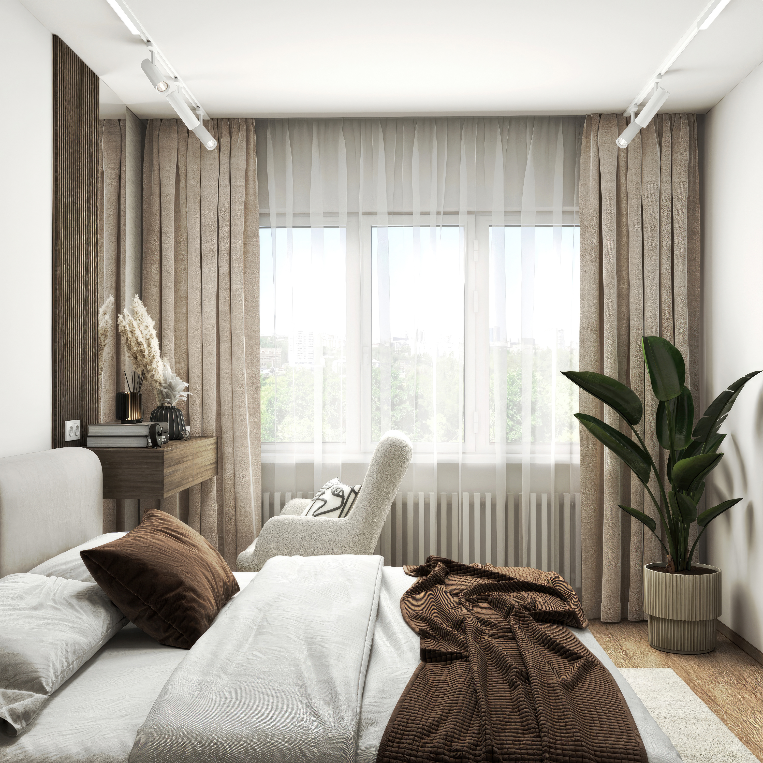 Minimalist Bedroom Vizualization | 3Dmax+Corona-1