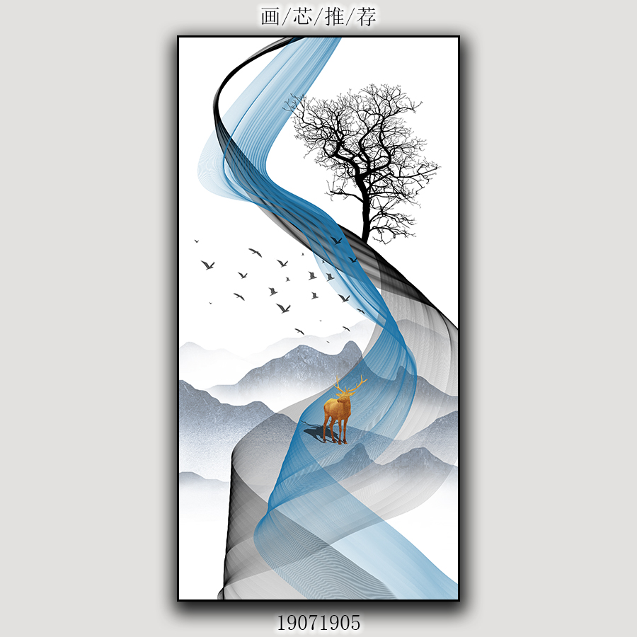 招财福鹿客厅玄关装饰画-15