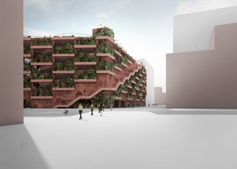 Car park by JAJA Architects features a planted facade and rooftop park-16