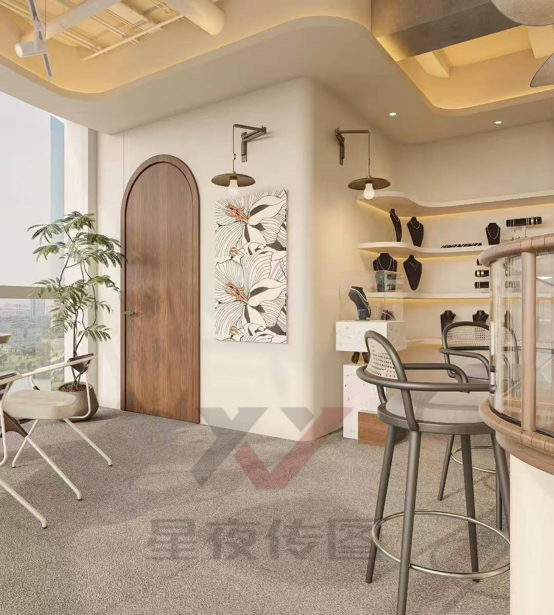 珠宝店效果图｜来自奶油风的治愈#工装#首饰店-0