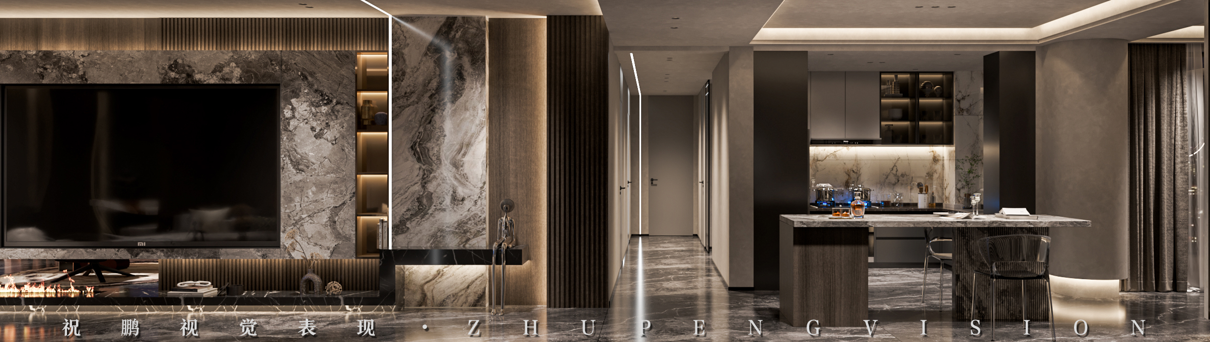 大平层家装效果图丨武汉祝鹏视觉表现-10