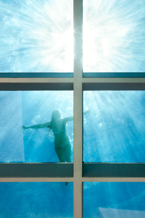 Wiel Arets' Jellyfish House has an elevated pool with a glass floor-36