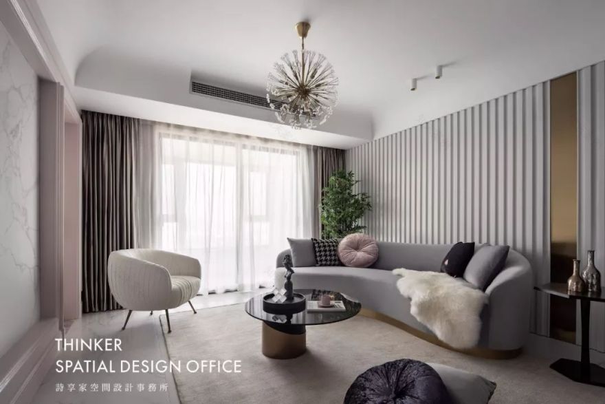 浪漫轻奢,曲线之美——141㎡华润翡翠城现代家居设计-35