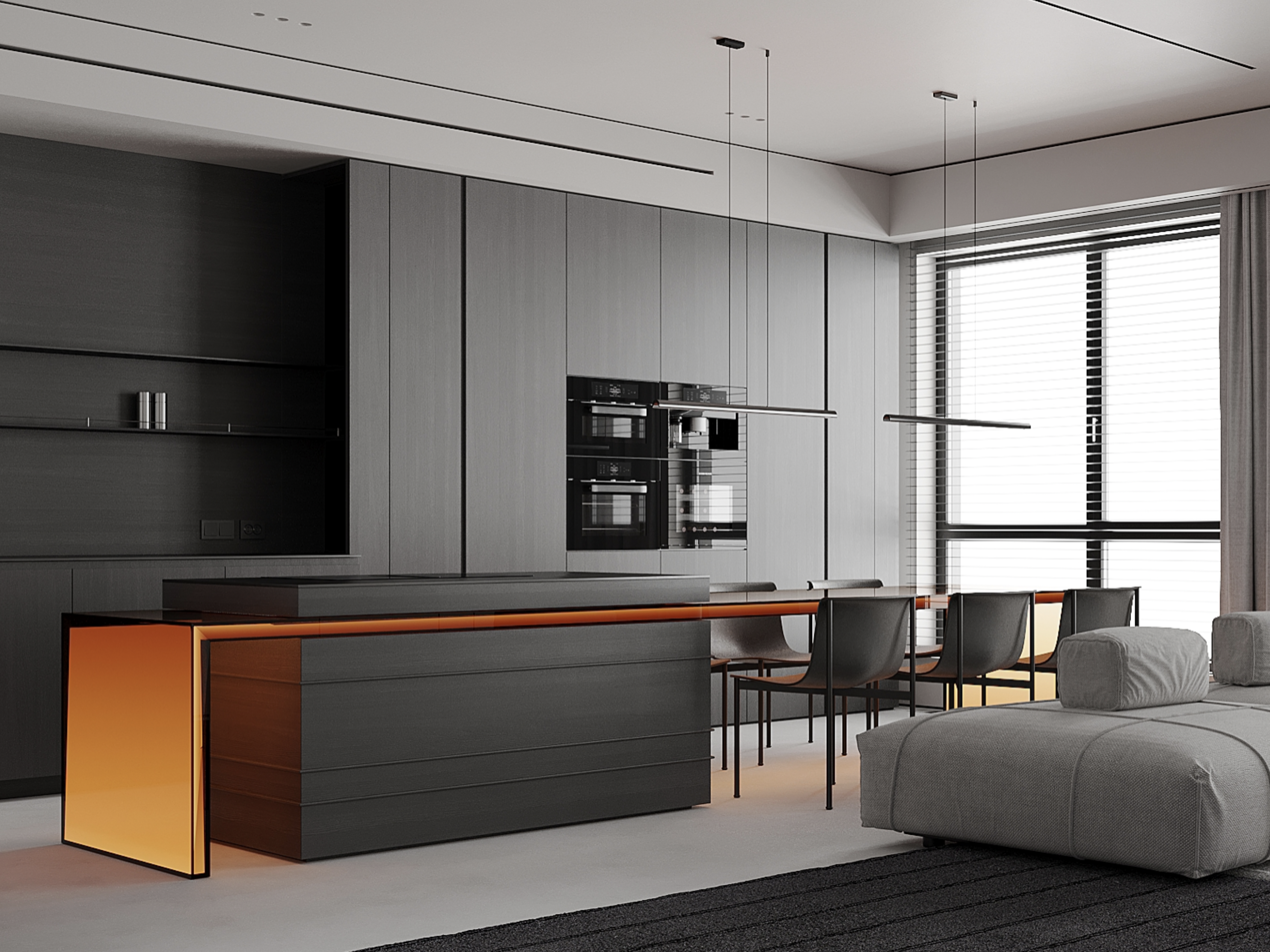 120㎡ 意式极简 经典黑白灰的家-2