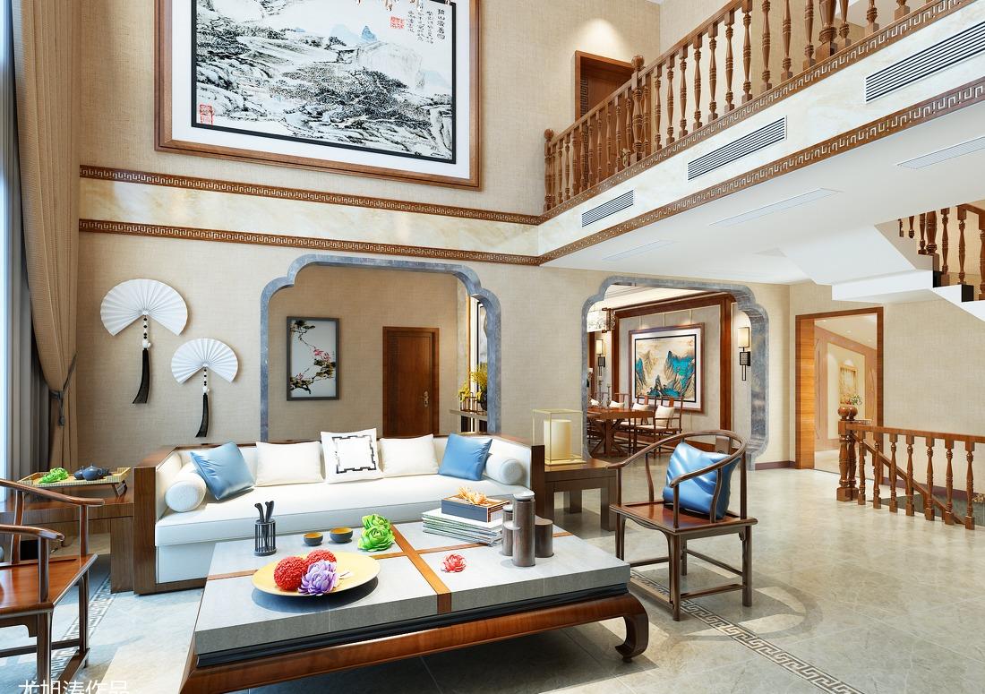 中式别墅二层复式设计 | 餐厅与客厅的雅致空间-6