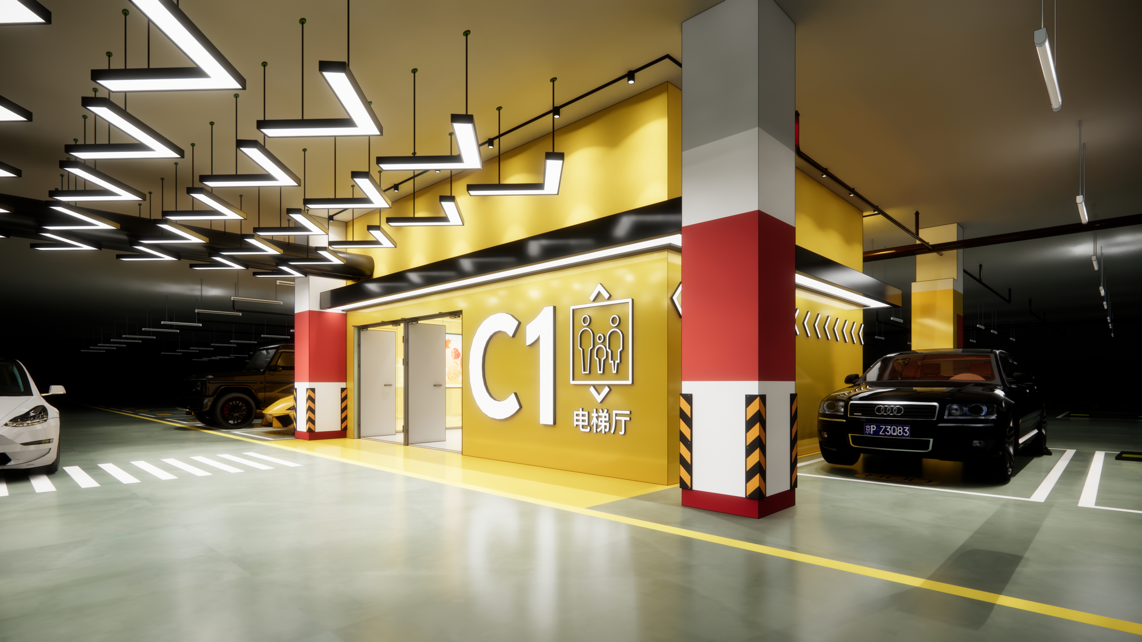 商场综合体地下室电梯厅设计-5