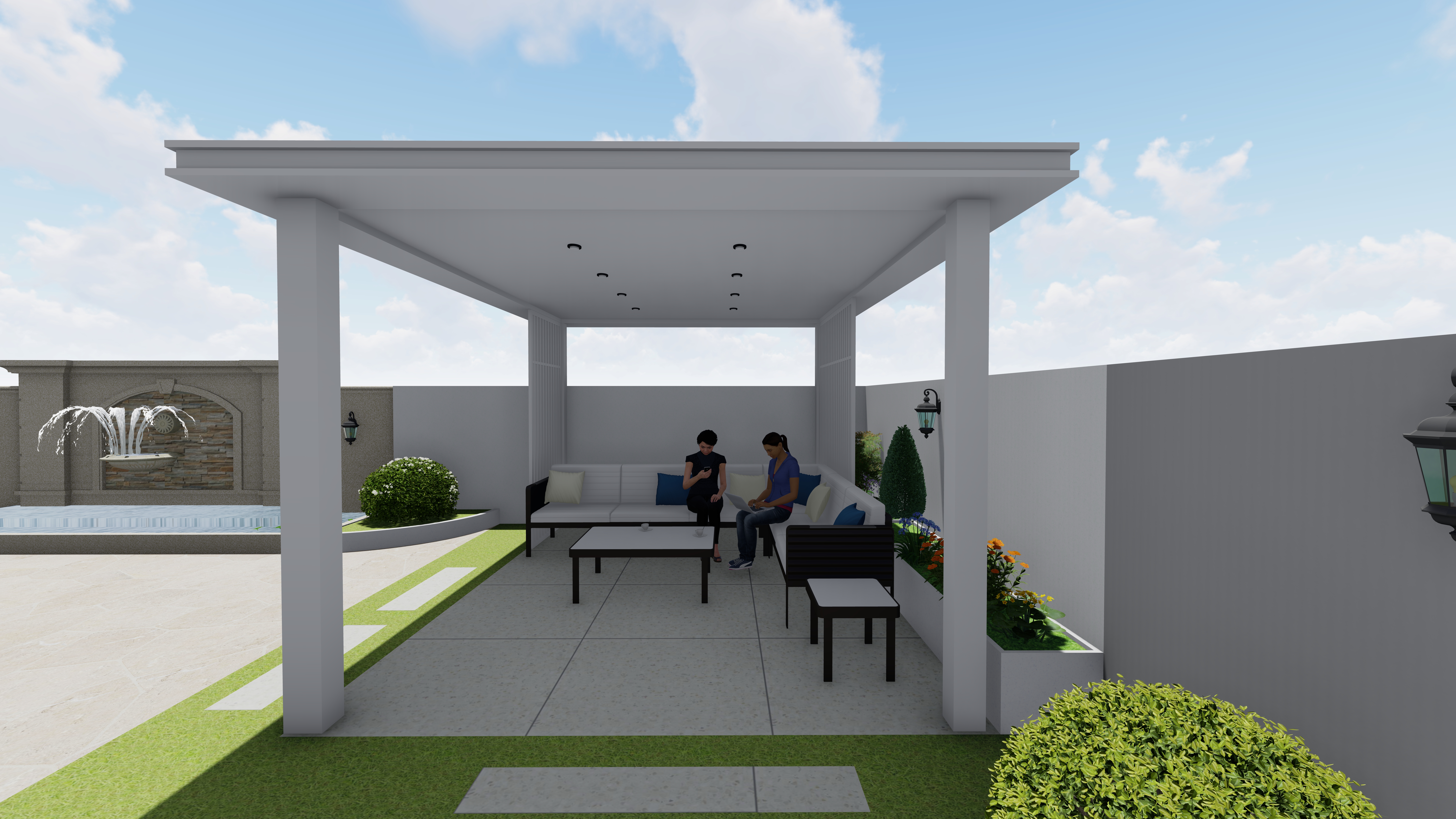 法式奶油风庭院设计-19