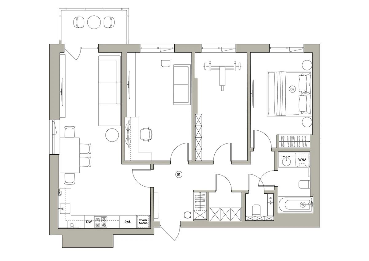 乌克兰利沃夫简约三室一厅设计丨Nazarius Shore-3