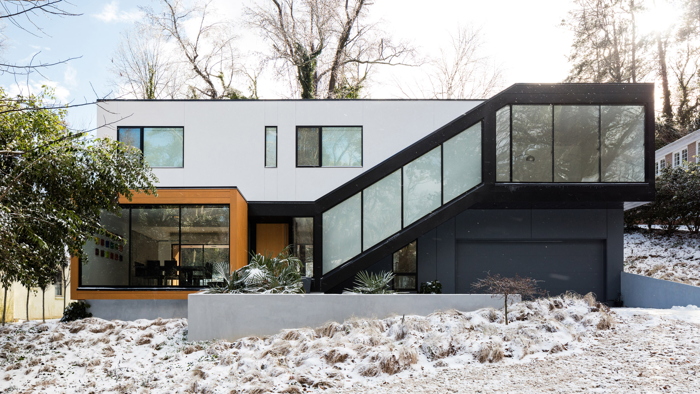 Black stairwell cuts across front of North Carolina home-0