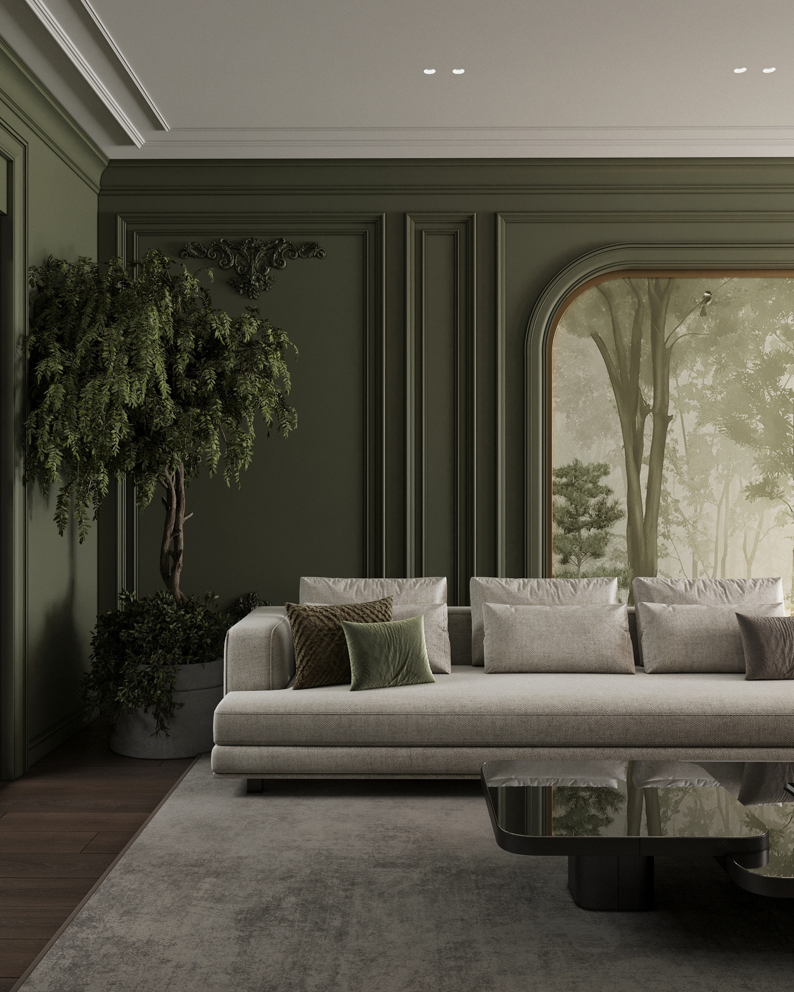 Olive Green Living Room Design-0
