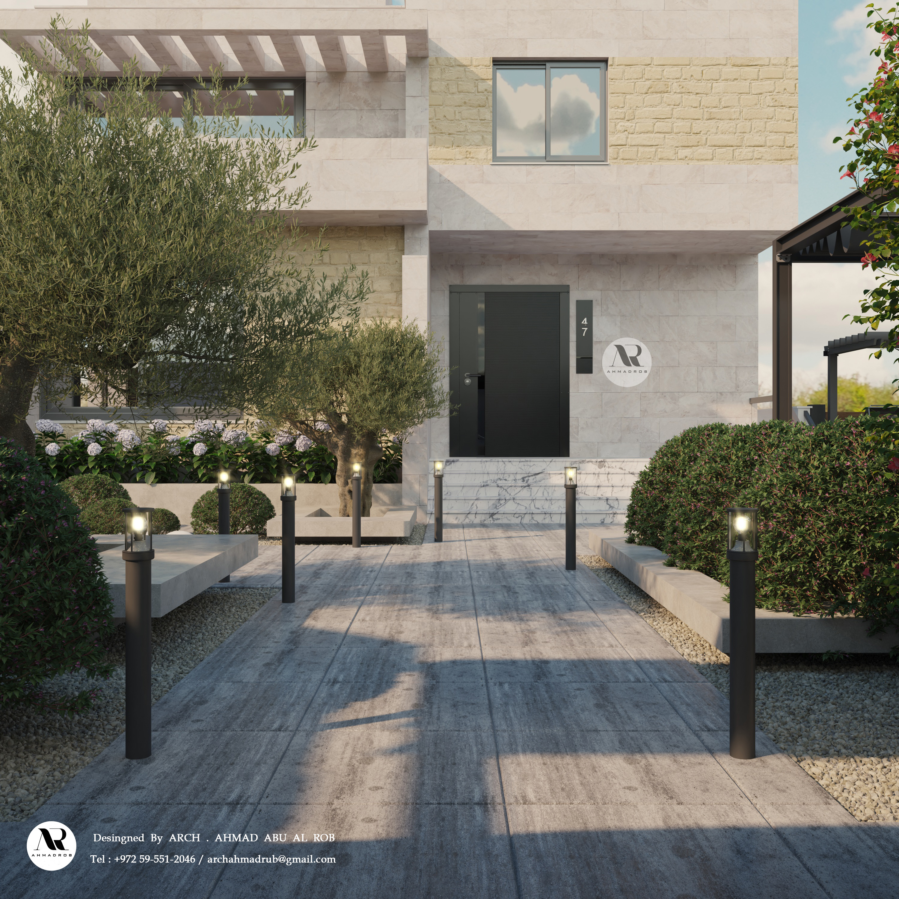 两层房屋户外花园设计-1