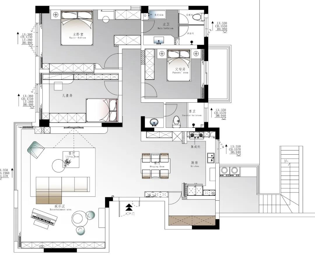 合肥深零设计新作 | 259㎡底层复式，多功能大横厅+半屋童趣，打造新生代高级品质家！-28