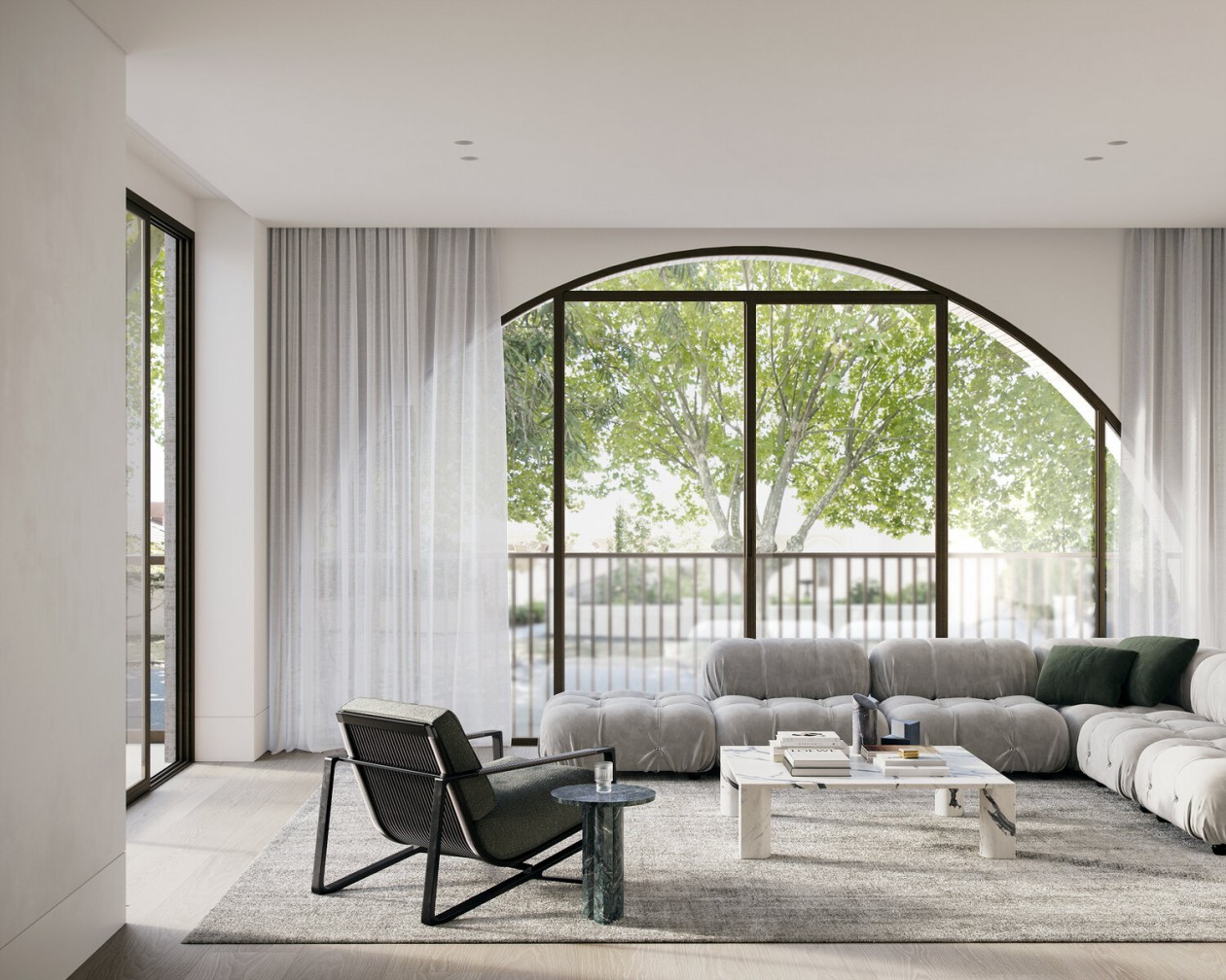 自然精致的公寓楼，开放式厨房和落地窗的完美结合-3