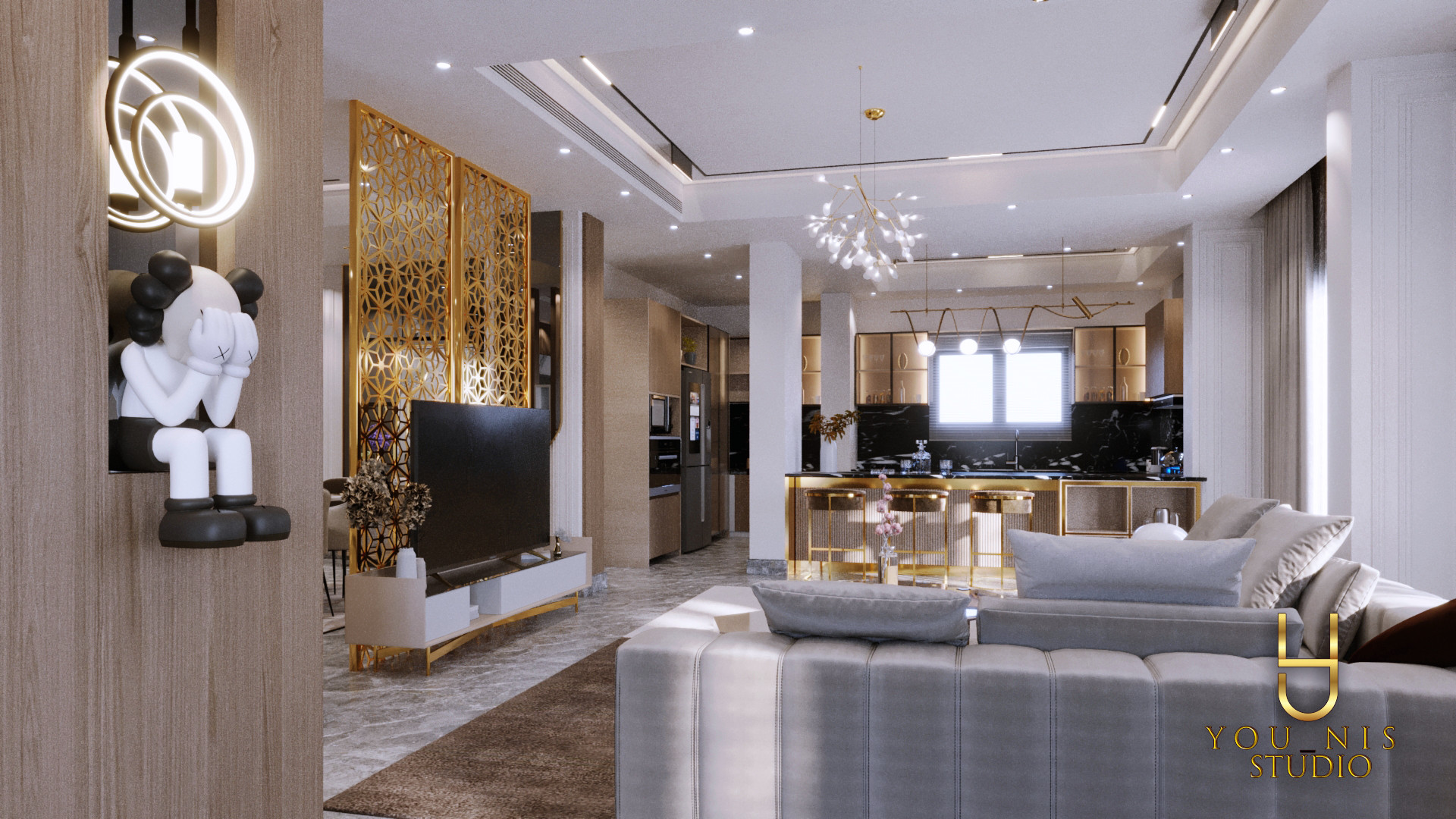 带有开放式厨房的接待区丨埃及丨you_nis studio-13