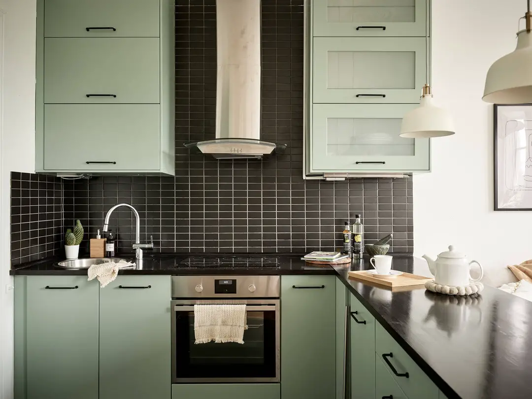 绿色厨房 | 斯堪的纳维亚风格一居室设计-8