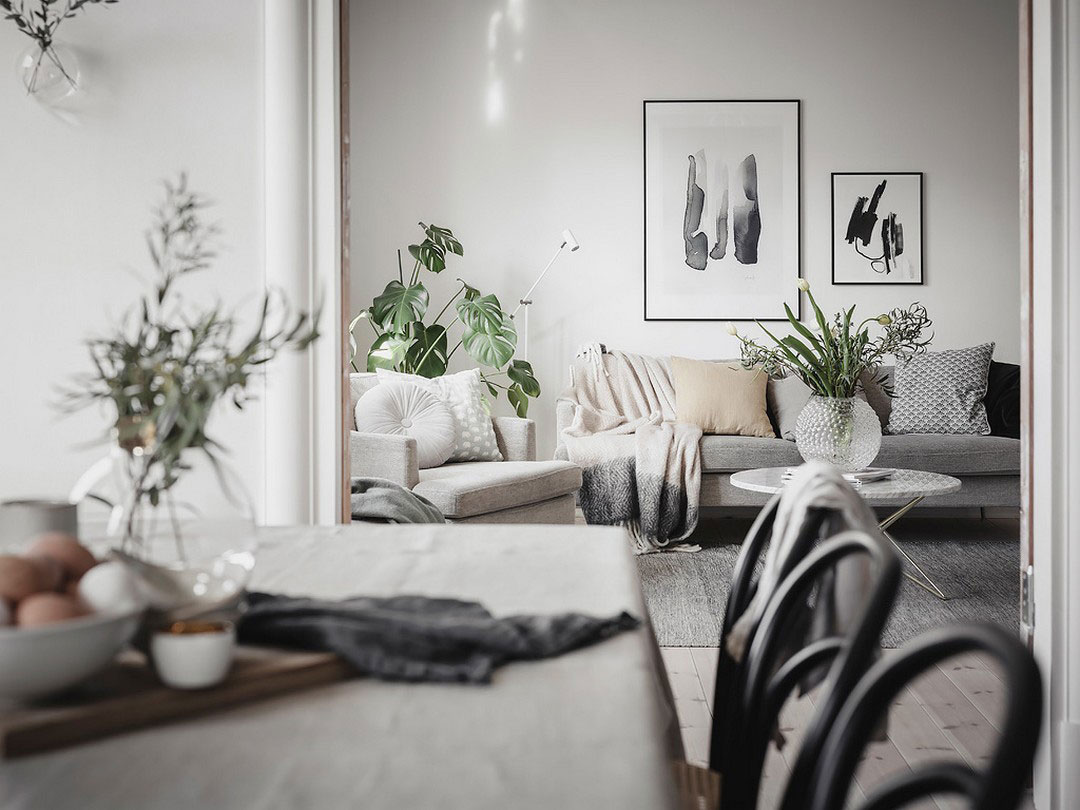 瑞典灰色调公寓，厨房卧室分区设计-14