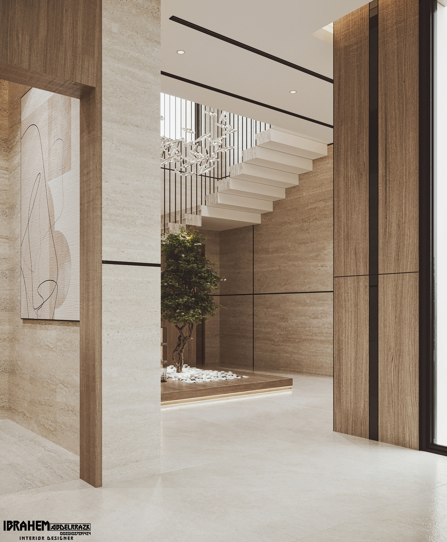 现代家庭大厅+楼梯丨IBRAHIM ABDELRAZK-0