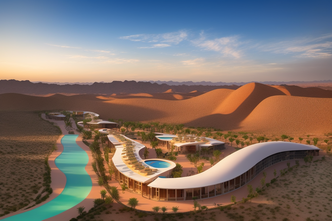 AI绘画之路-沙漠绿洲酒店-3