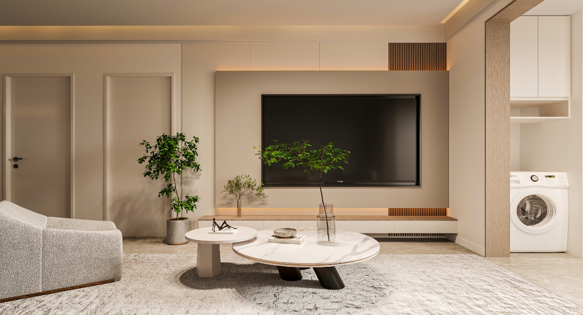 奶油风-客餐厅卧室-1