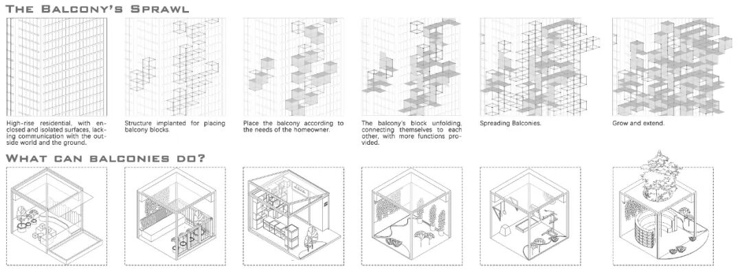 城市的高密度生长法则！大三阶段霍普杯参赛作品！“可生长单元模块+动态空间”将自发性空间折叠于城市中！-98