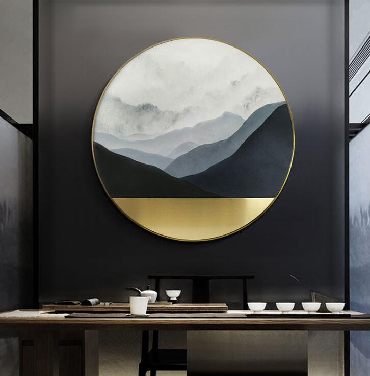 沙发背景墙装饰画玄关圆形画餐厅挂画-7
