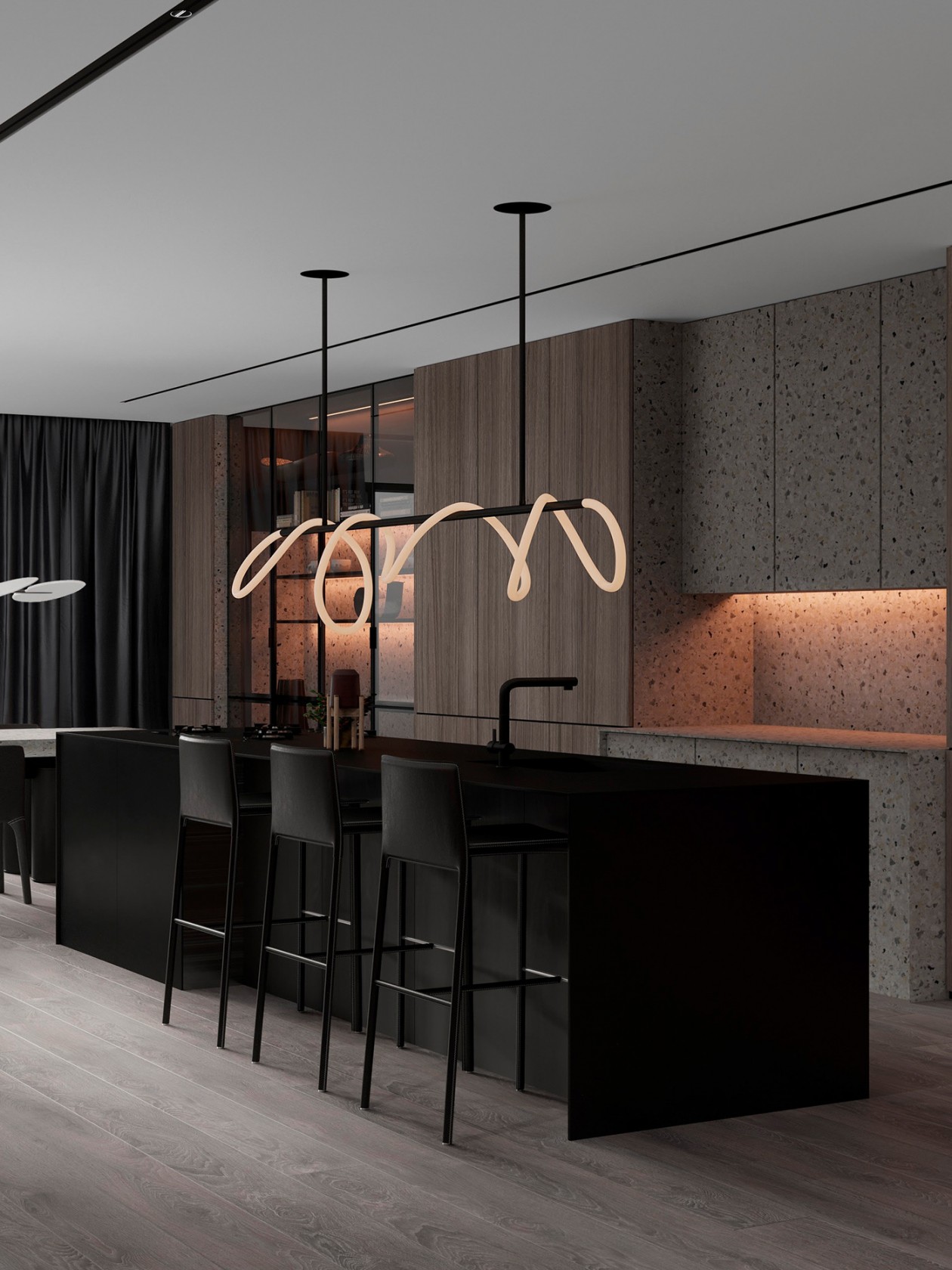 木材、水磨石打造 高级客餐厅空间！-13