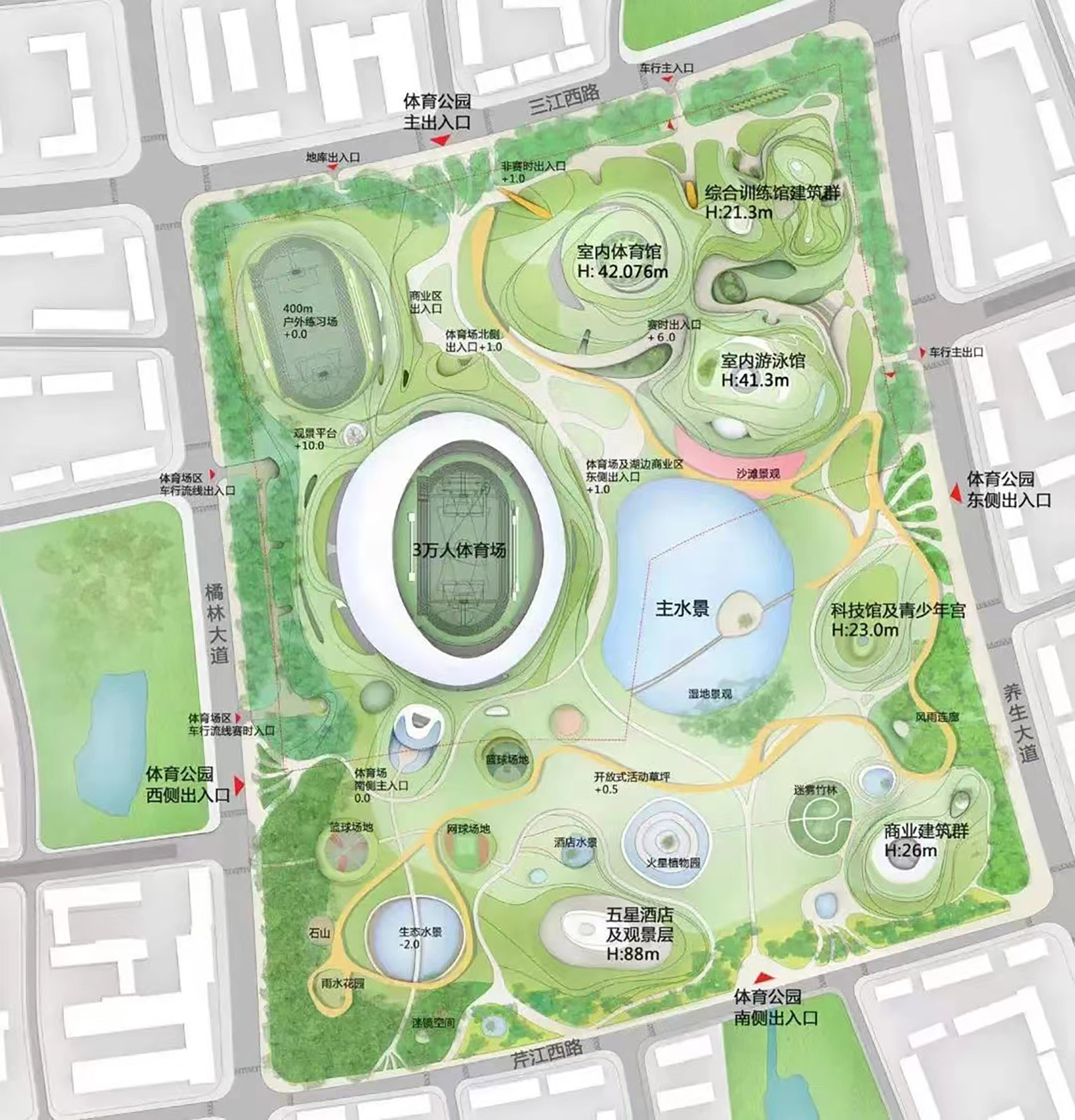 衢州体育公园 | 隐于自然的大型覆土建筑群-108