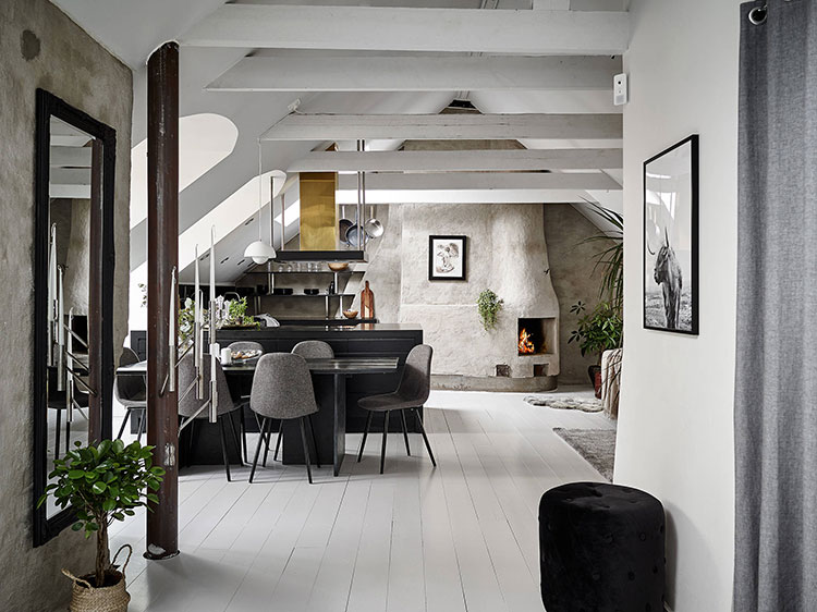 原始墙壁打造的极简北欧阁楼公寓-24