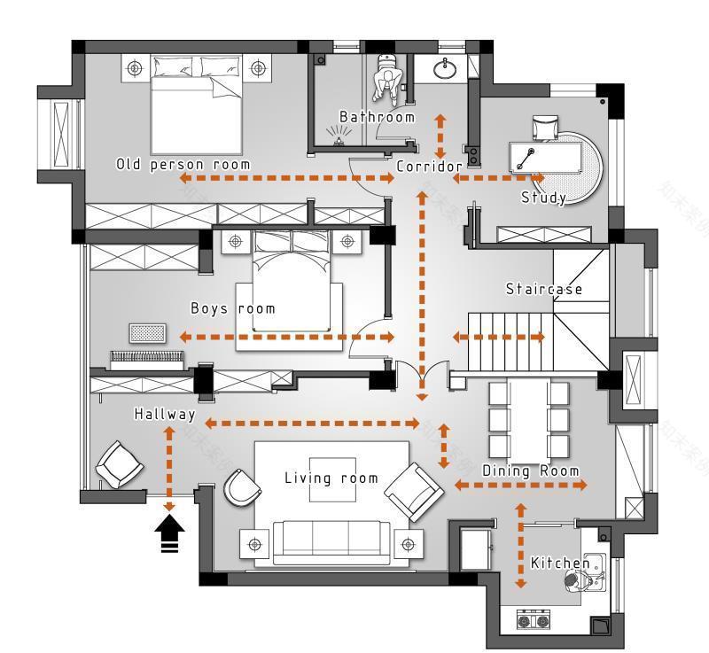 复式空间优化案例 | 阳光绿意下的美式轻奢家庭生活-65