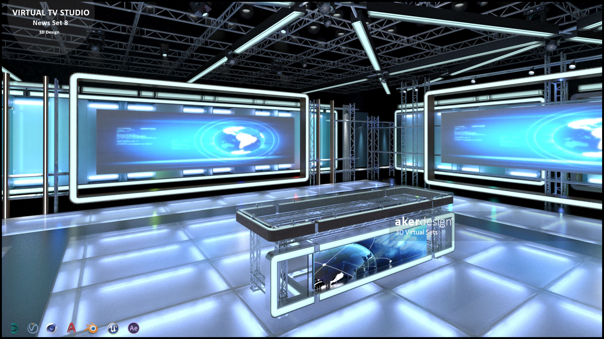 虚拟电视演播室新闻布景 8-6