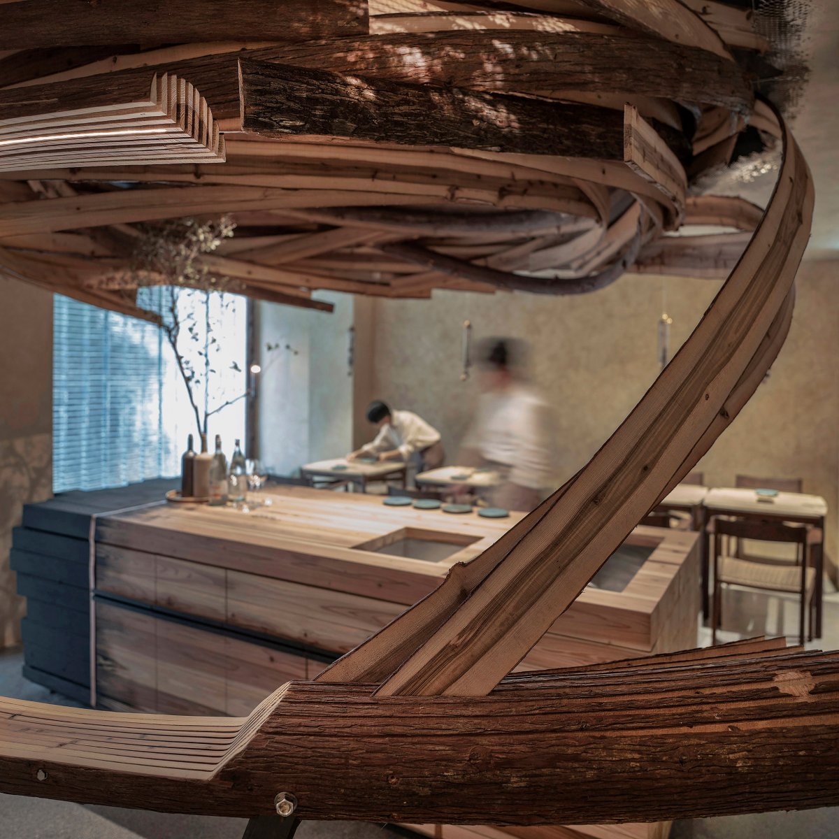 台北雪松木板“漩涡”餐厅-9