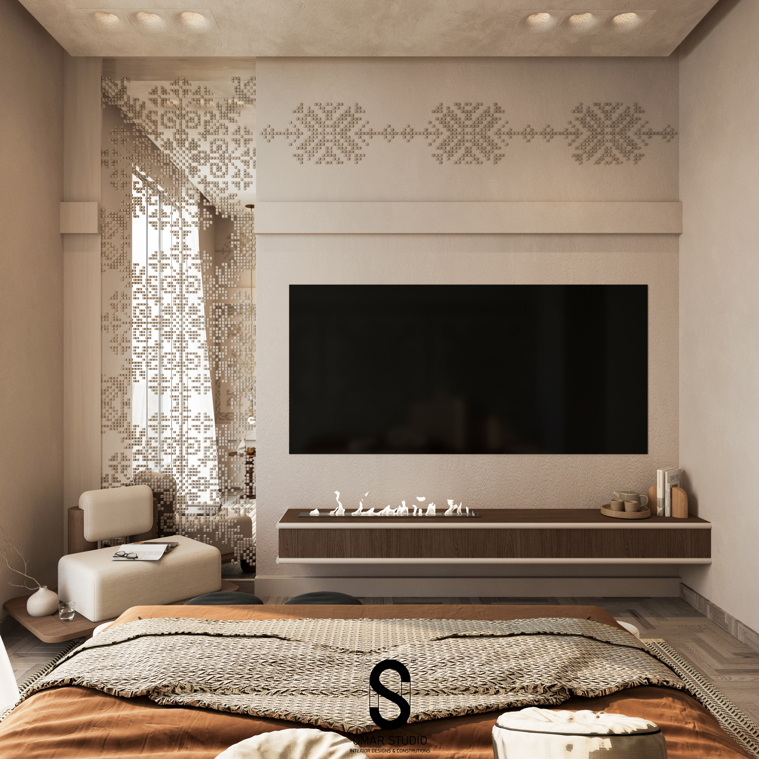 找到卧室

注：najdi在塞尔维亚语等语言中有找到的意思，结合bedroom（卧室），整体可翻译为找到卧室  丨omar studio-11