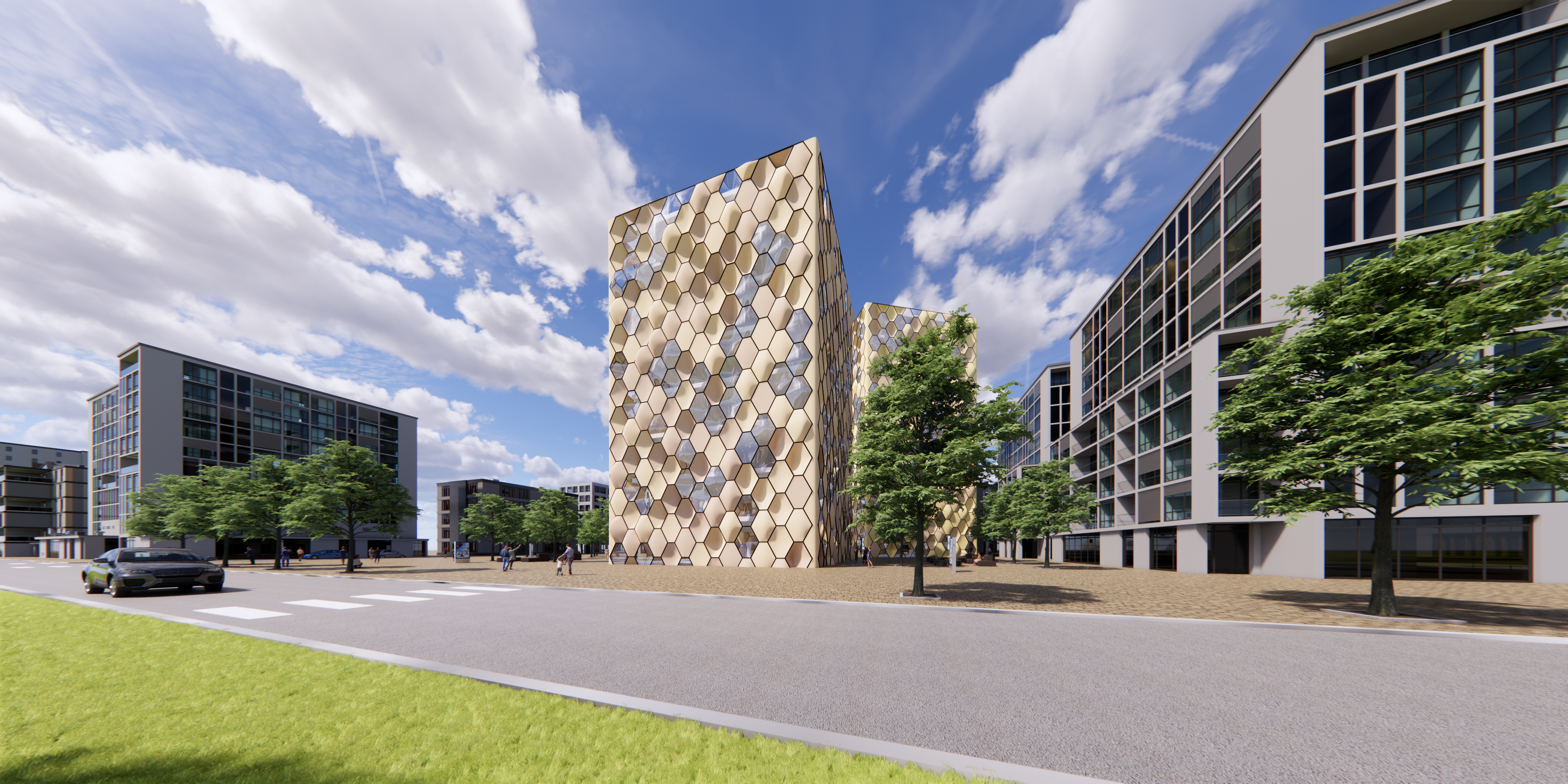 膨胀的六边形图案塔-14