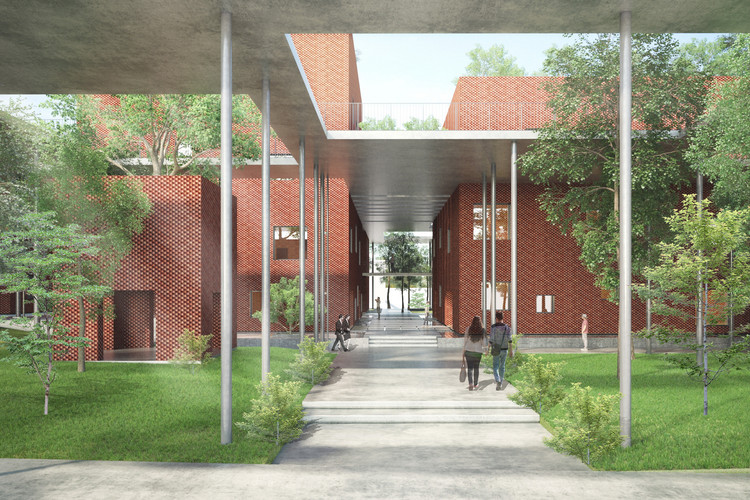 VTN Architects Brick Training Complex Will Create Its Own Microclimate Using Sky Walks-5