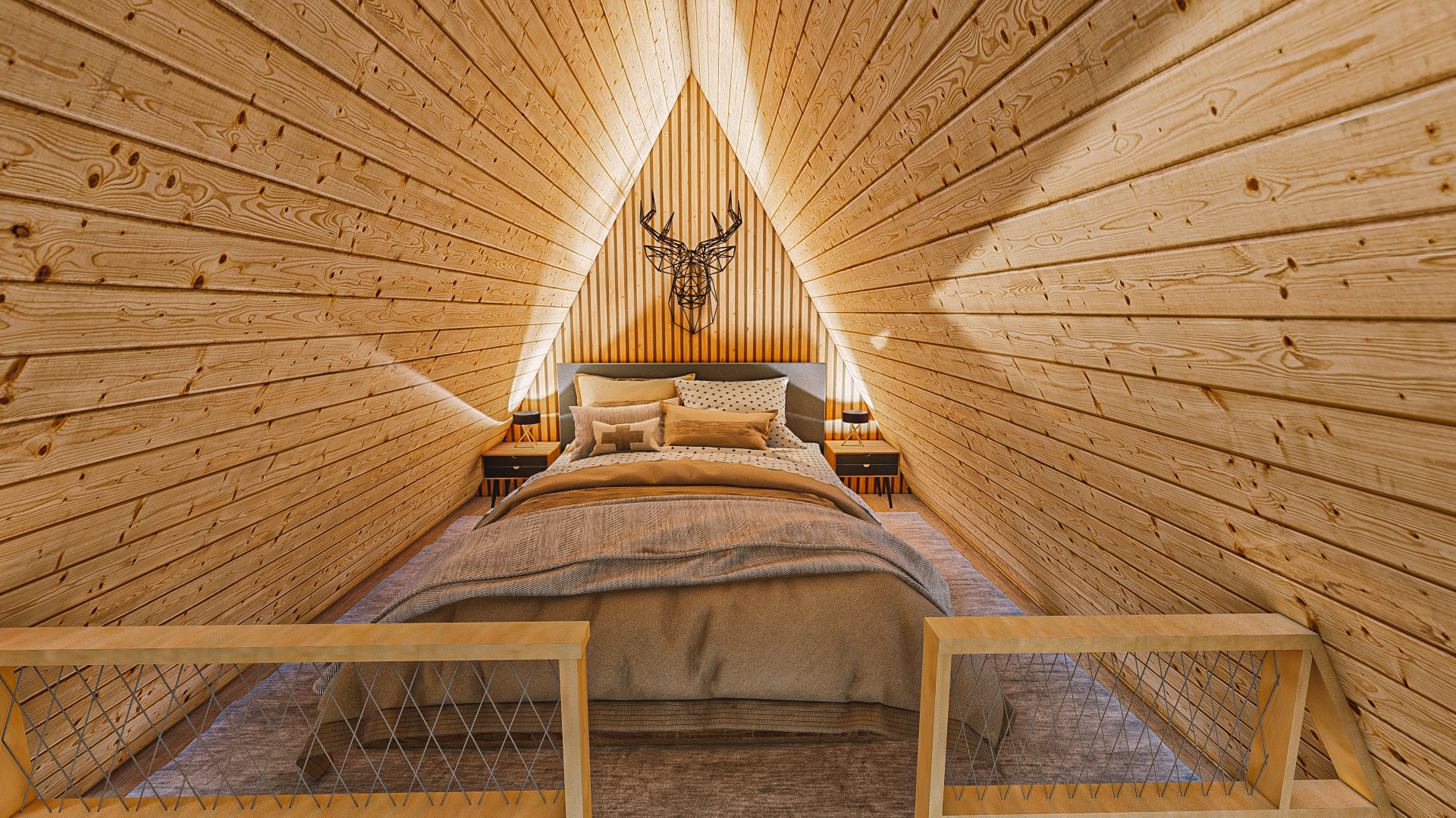 A-Frame Alexa 30m2 , basic plans, 3D model.-7