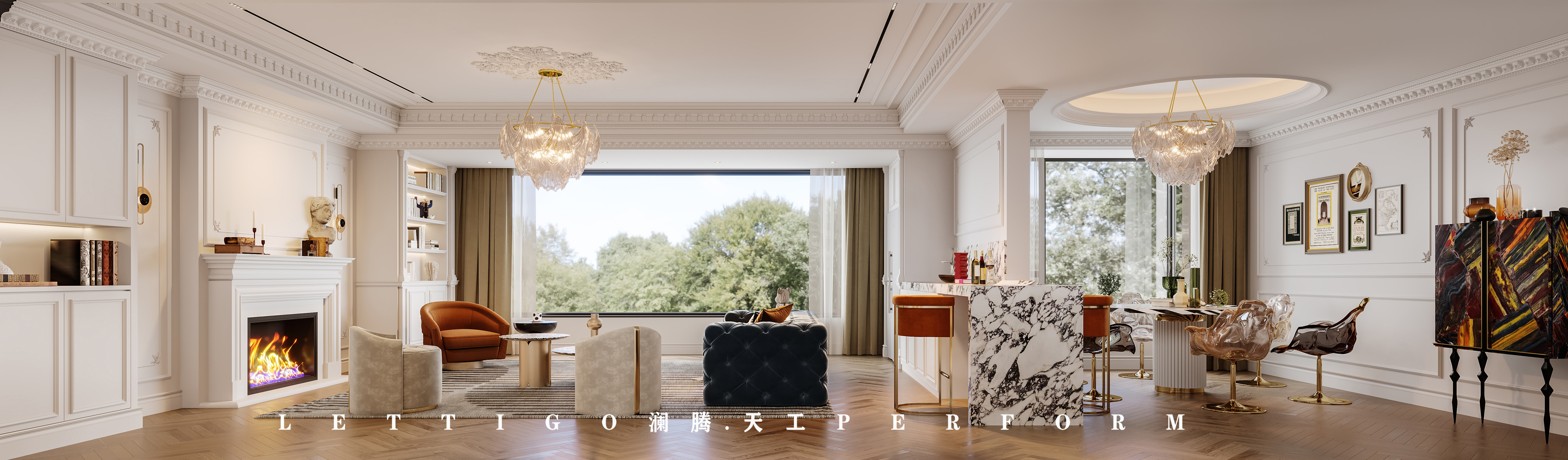 法式轻奢别墅，感觉暖调温馨-1