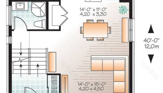 Plan 9542 三卧室现代住宅计划-14