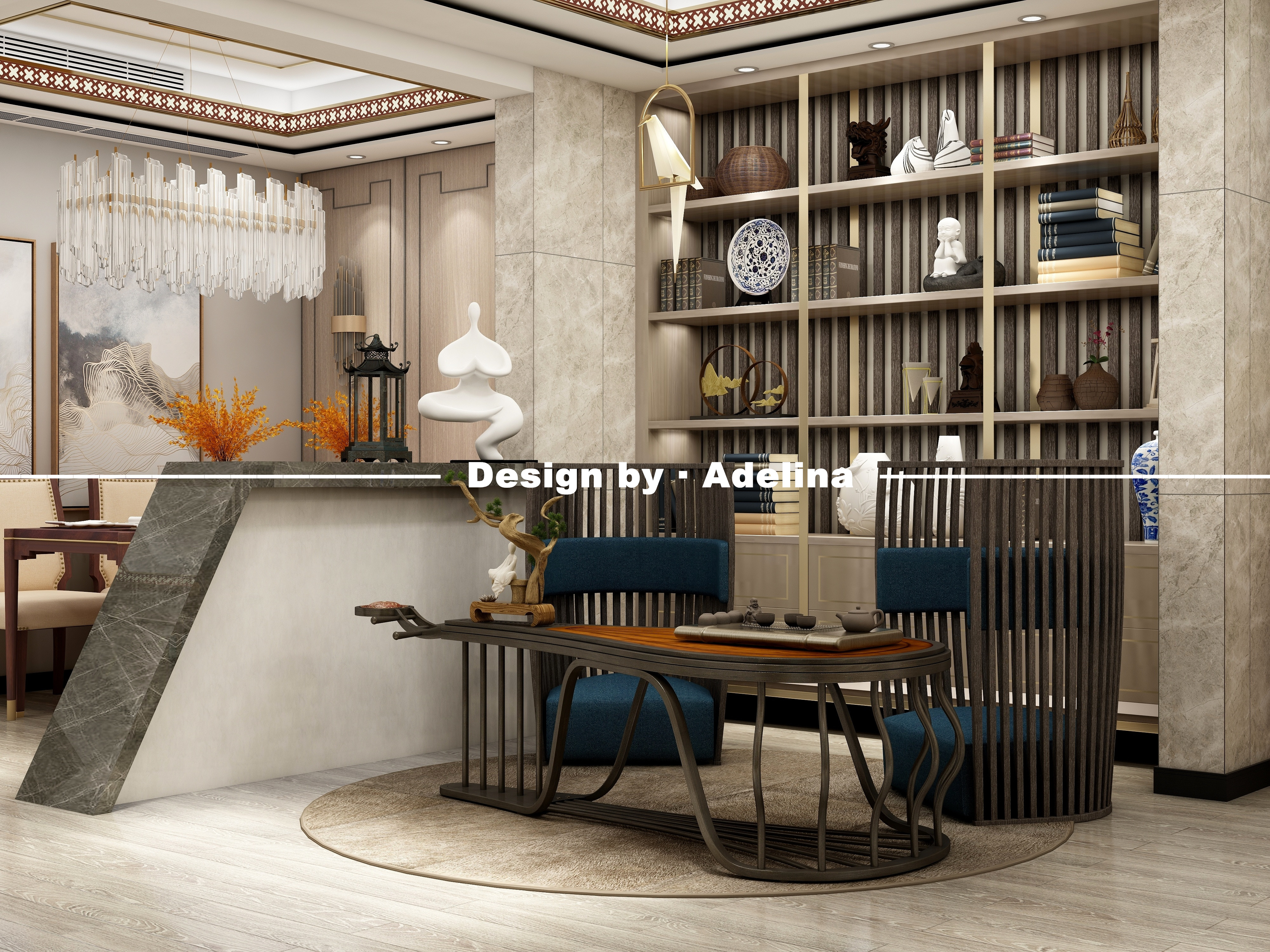 半里轻奢中式，动静分区打造茶艺小天地-16