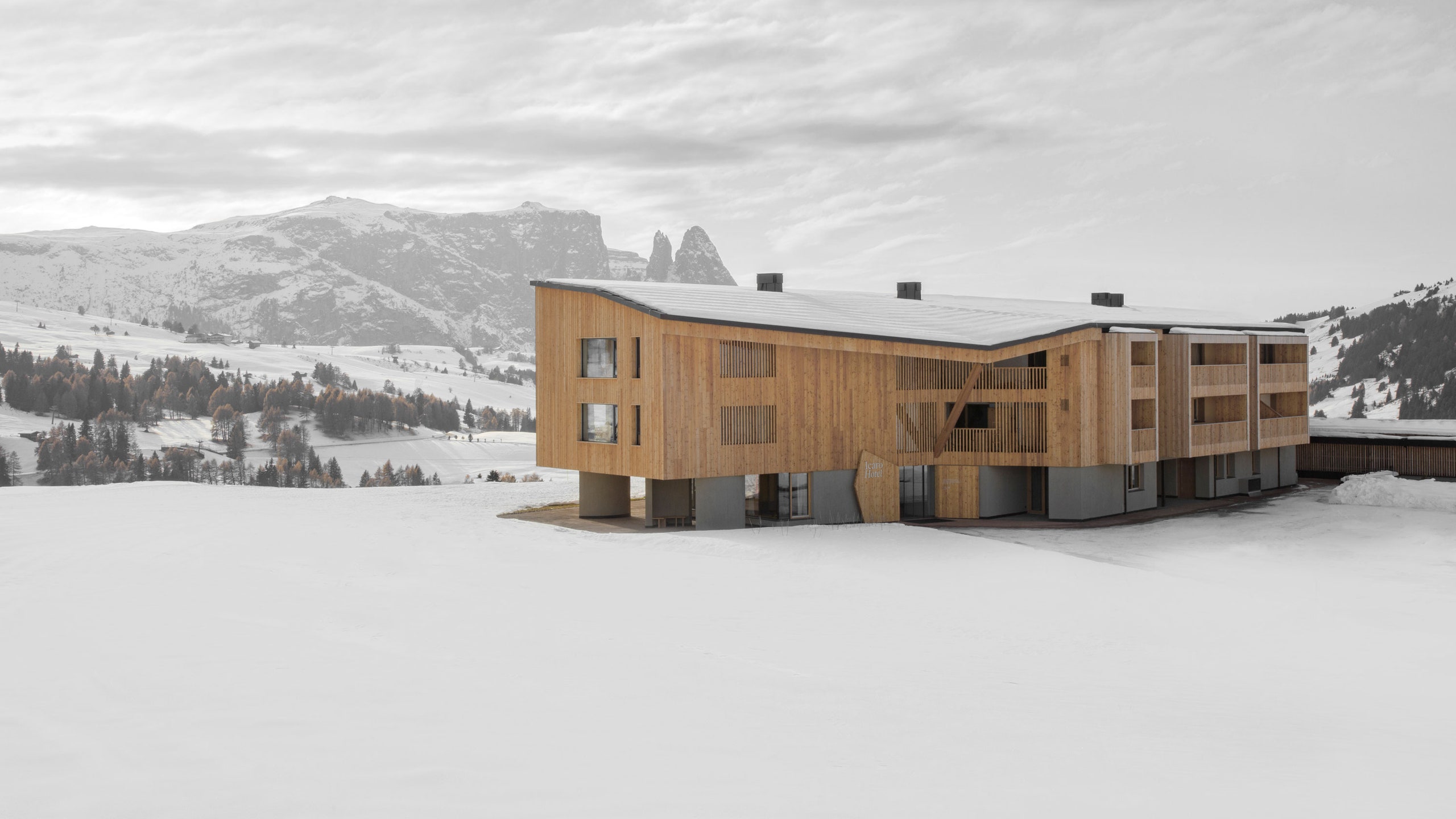 阿尔卑斯带木质柱廊的酒店（Icaro酒店）丨MoDusArchitects工作室-2
