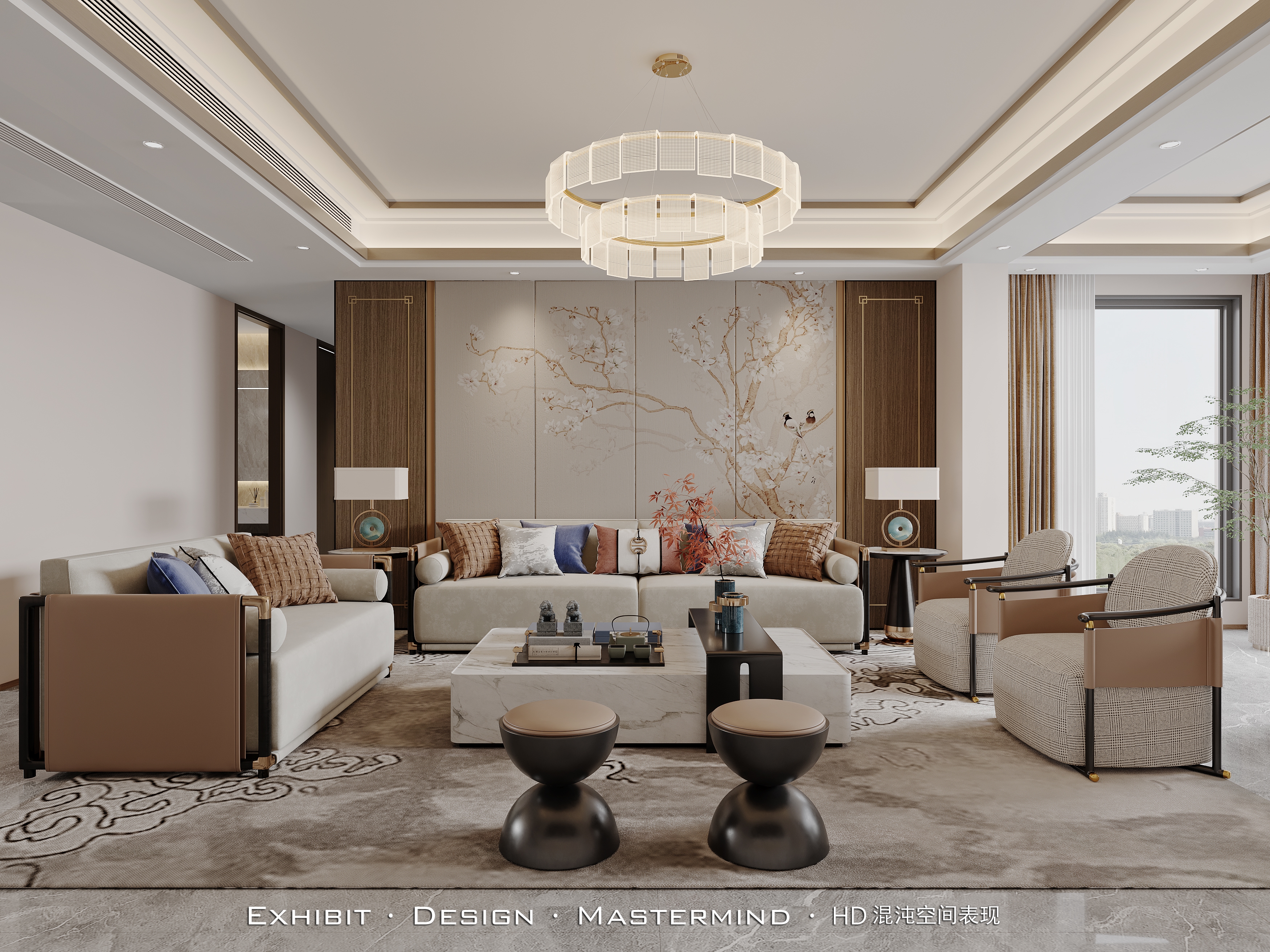 新作首发 新中式 客餐厅×混沌空间视觉表现-3