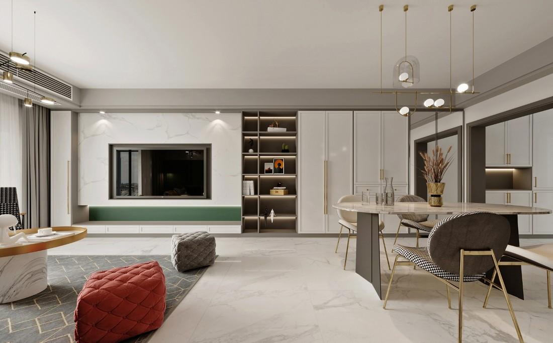 北欧现代风家居,精致收纳与色彩碰撞的完美融合-0