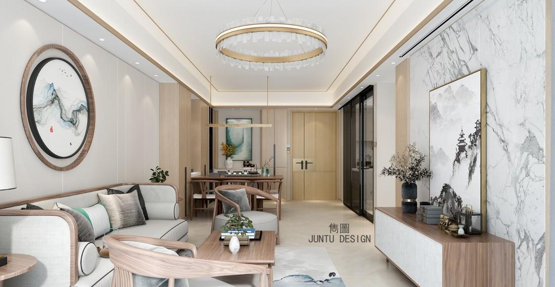 现代中式家居，拆墙扩容空间，原木与玻璃的通透之美-0