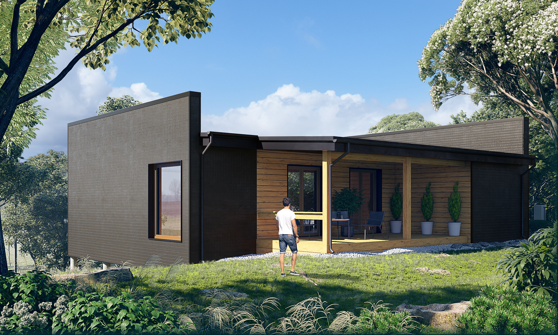 黑色极简风格现代方形住宅-13