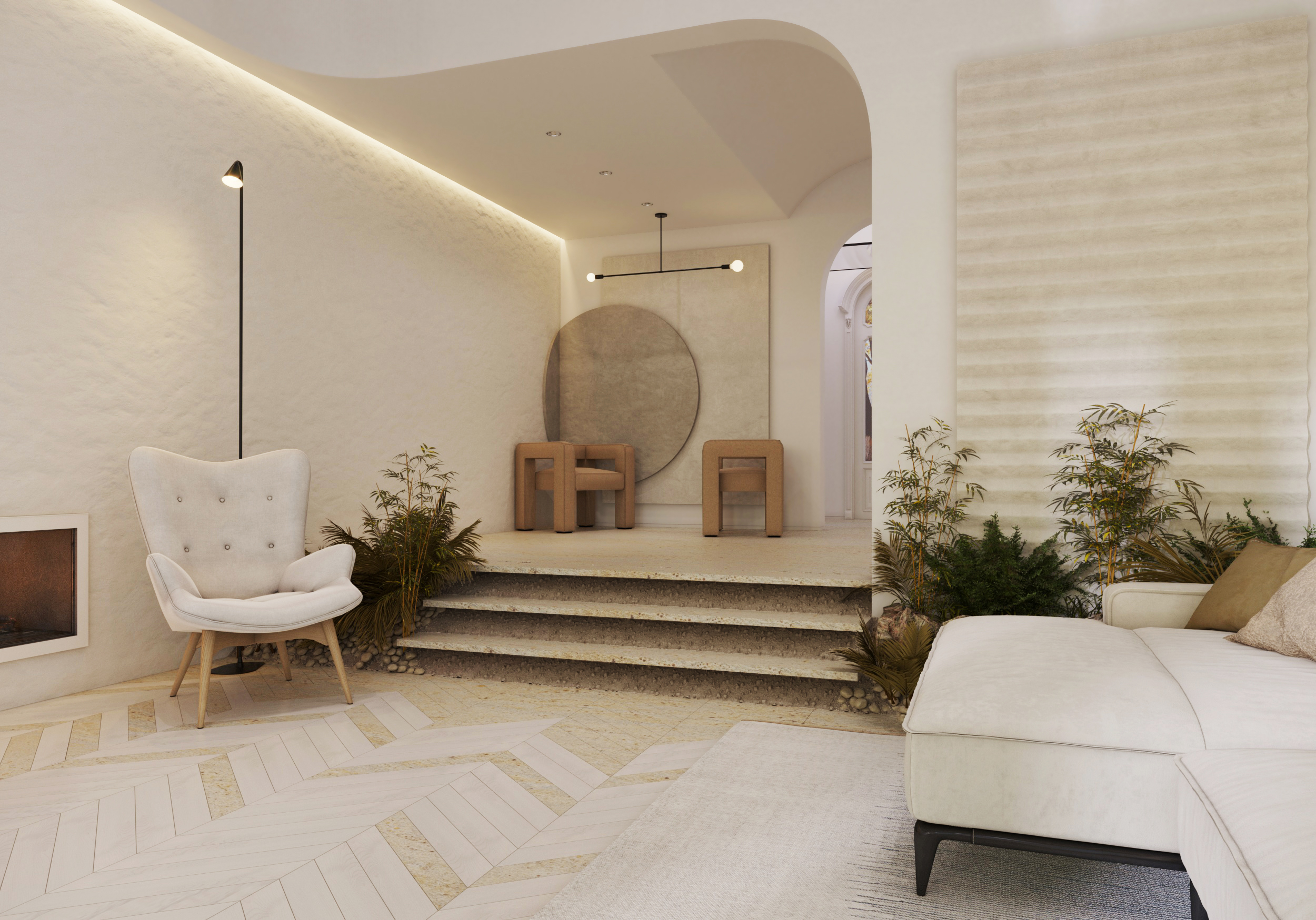 Интерьера дома со спальней на втором этаже-0