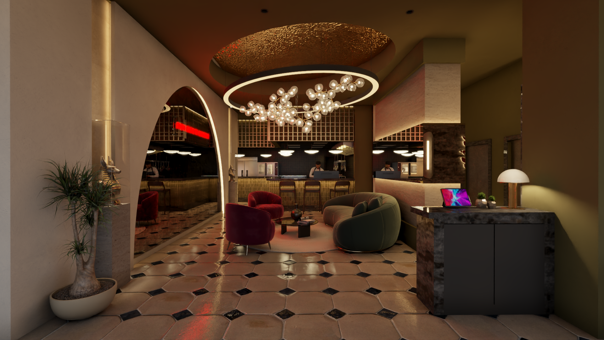 餐厅和水烟休闲室室内设计丨沙特阿拉伯-8