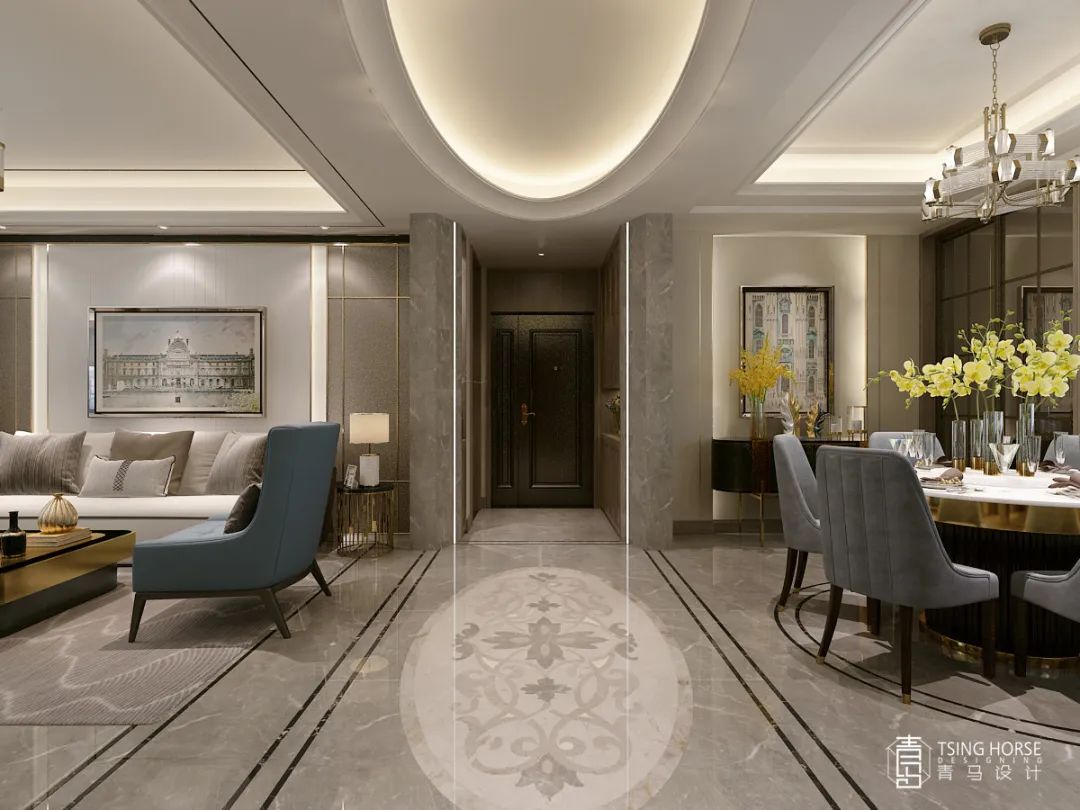 西安公馆一号 198㎡轻奢大平层设计 | 温馨、硬朗与轻奢的平衡-19