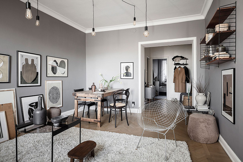 哥德堡 51 平米时尚公寓 | 灰墙砖厨、复古走廊，小空间大创意-8