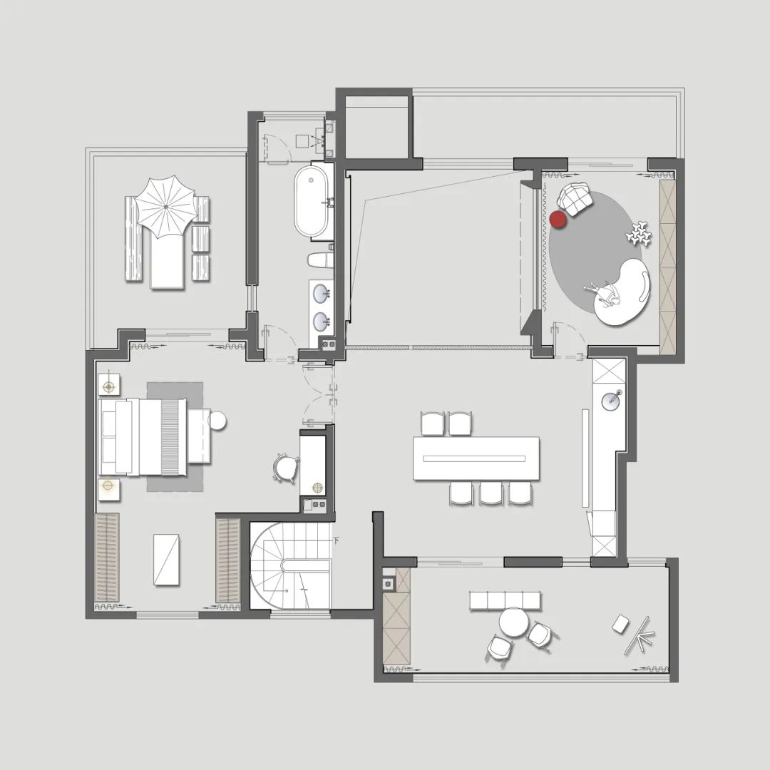 万科翡翠国际现代挑空别墅丨旗盛装饰-30